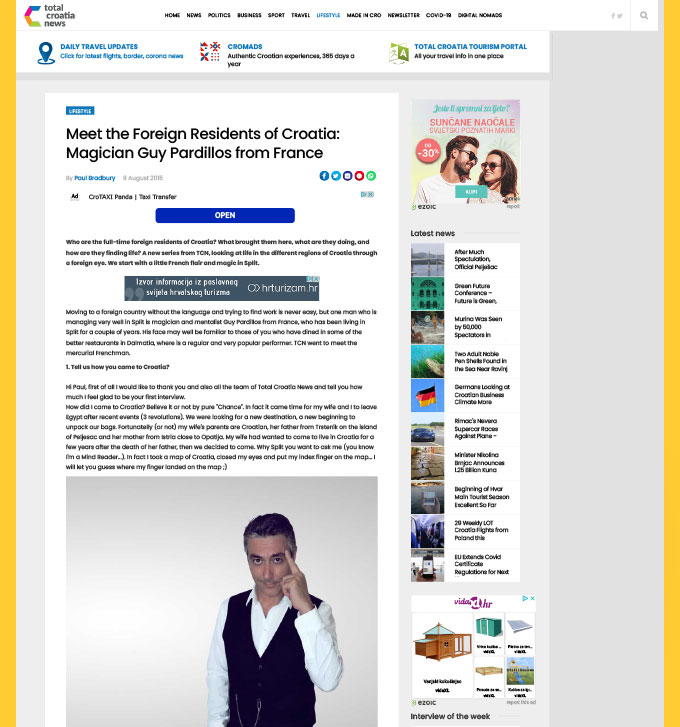 Feature article about Guy Pardillos