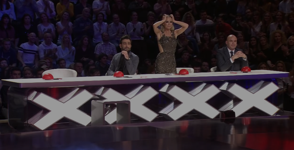 Television judges reacting to Guy Pardillos' performance