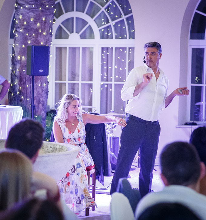 Guy Pardillos entertaining guests at a private celebration